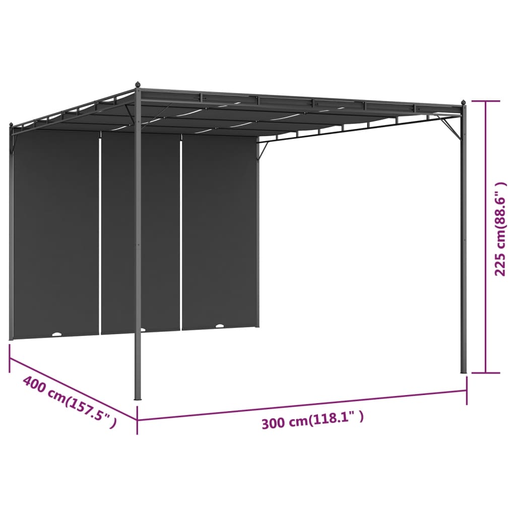Tuinprieel Met Zijgordijn 4X3X2,25 M Antraciet