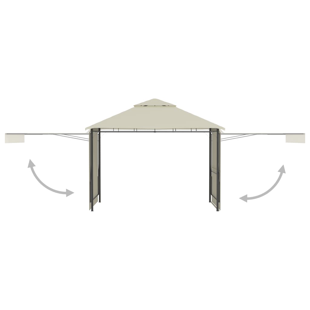 Pavillon mit einziehbaren Dächern, 180 g/m², 3 x 3 x 2,75 m, cremefarben