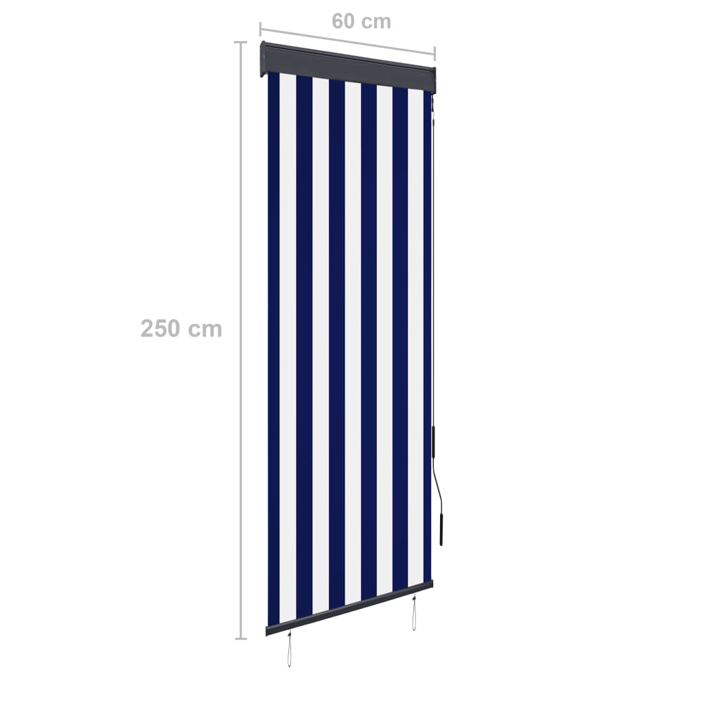 Rolgordijn Voor Buiten 60X250 Cm Blauw En Wit
