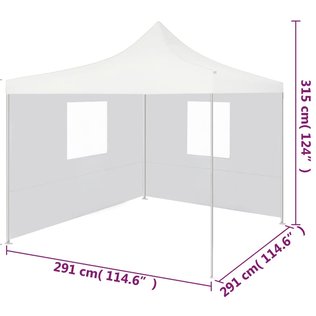 Partyzelt mit 2 Seitenwänden, faltbar, 3 x 3 m, Stahl, weiß
