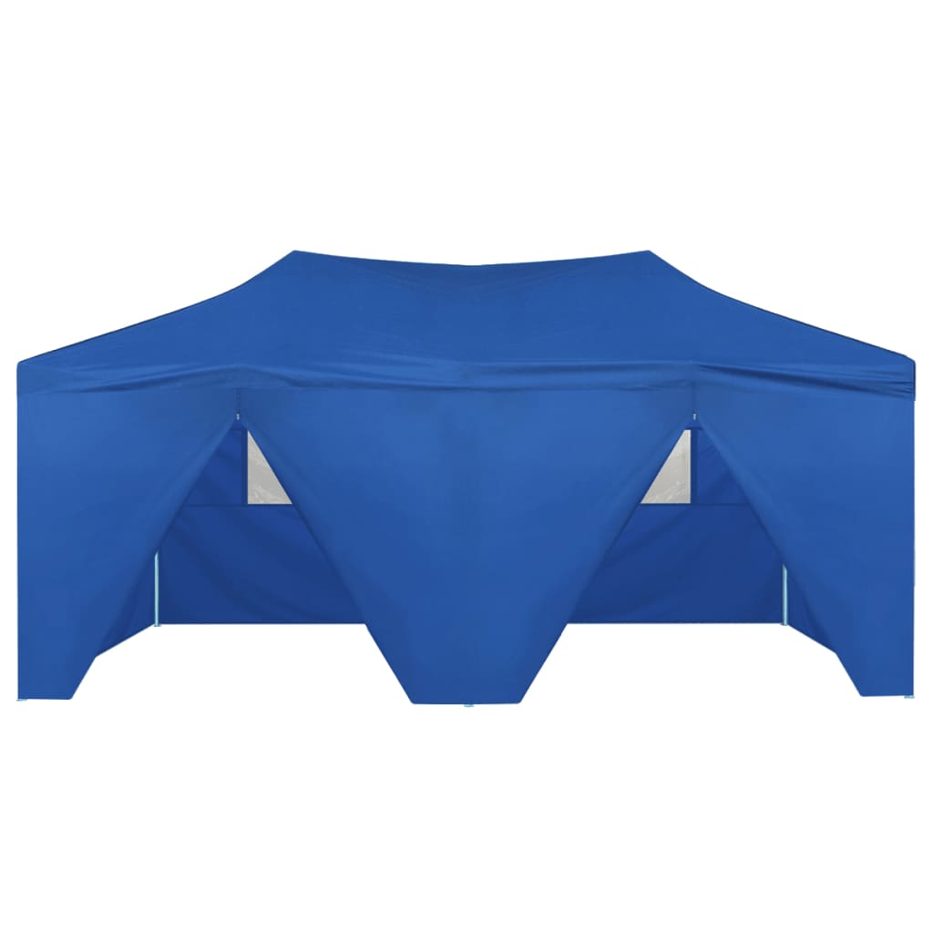 Partytent Met 4 Zijwanden Inklapbaar 3X6 M Staal Blauw