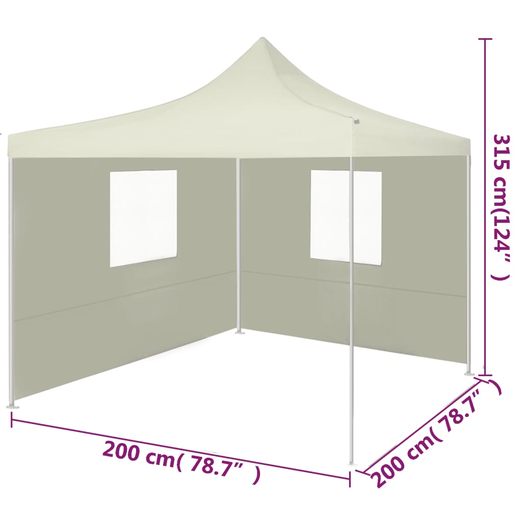 Partytent Met 2 Zijwanden Inklapbaar 2X2 M Staal Crème