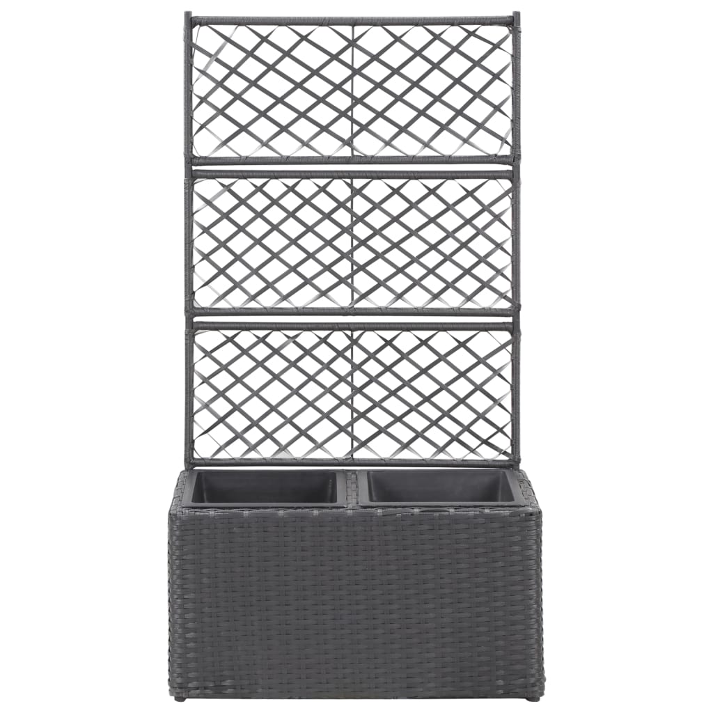 Latwerkplantenbak Verhoogd Met Potten 58X30X107 Cm Rattan Zwart