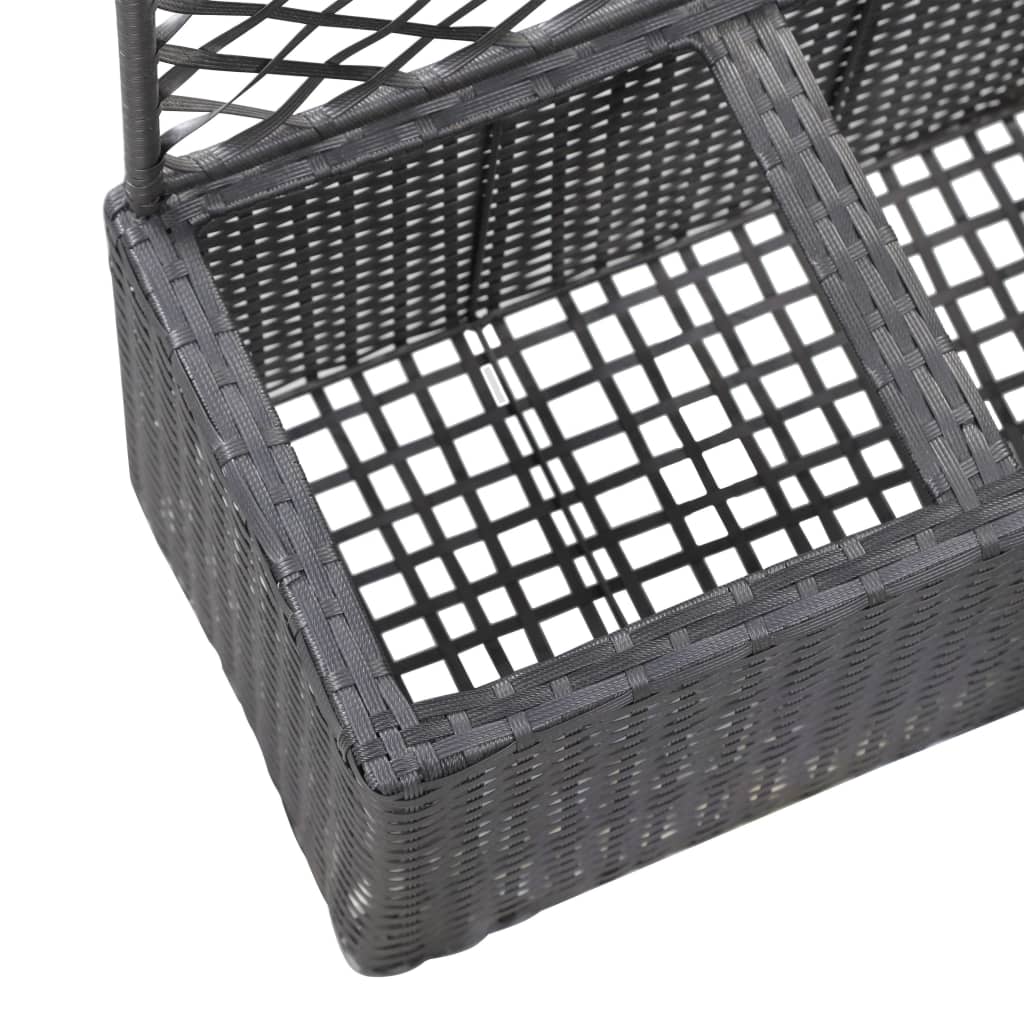 Latwerkplantenbak Verhoogd Met Potten 58X30X107 Cm Rattan Zwart