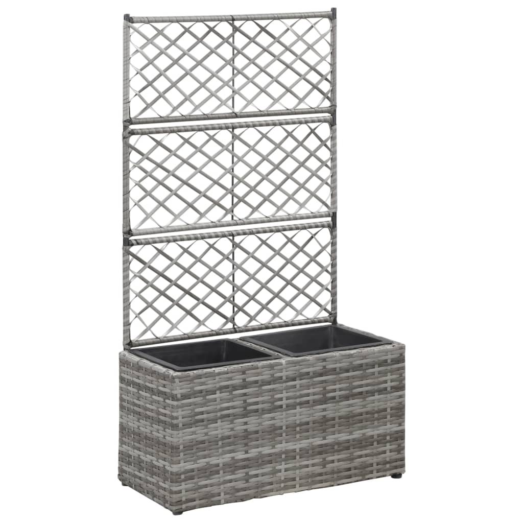 Latwerkplantenbak Verhoogd Met Potten 58X30X107 Cm Rattan Grijs