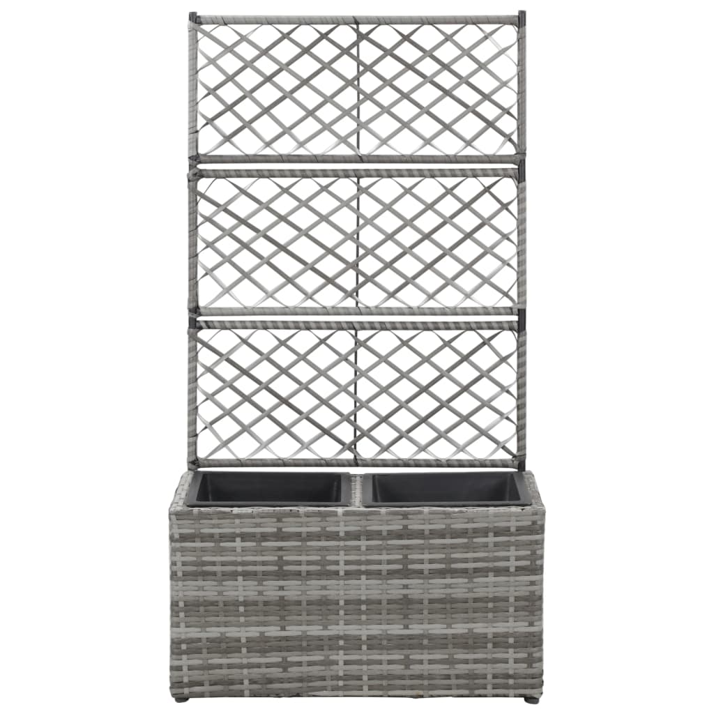 Latwerkplantenbak Verhoogd Met Potten 58X30X107 Cm Rattan Grijs