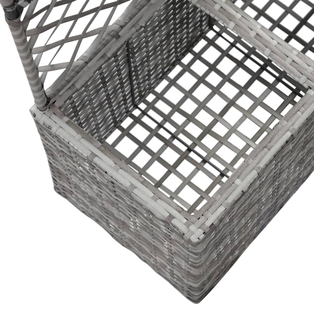 Latwerkplantenbak Verhoogd Met Potten 58X30X107 Cm Rattan Grijs