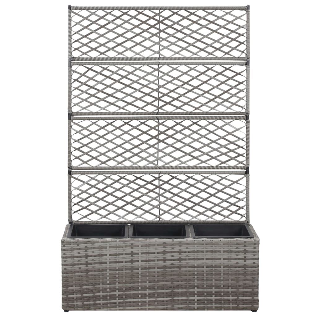 Latwerkplantenbak Verhoogd Met Potten 83X30X130 Cm Rattan Grijs