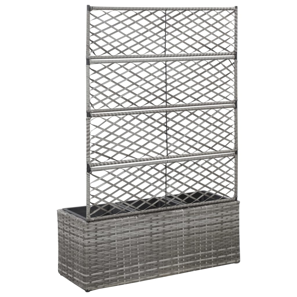 Latwerkplantenbak Verhoogd Met Potten 83X30X130 Cm Rattan Grijs
