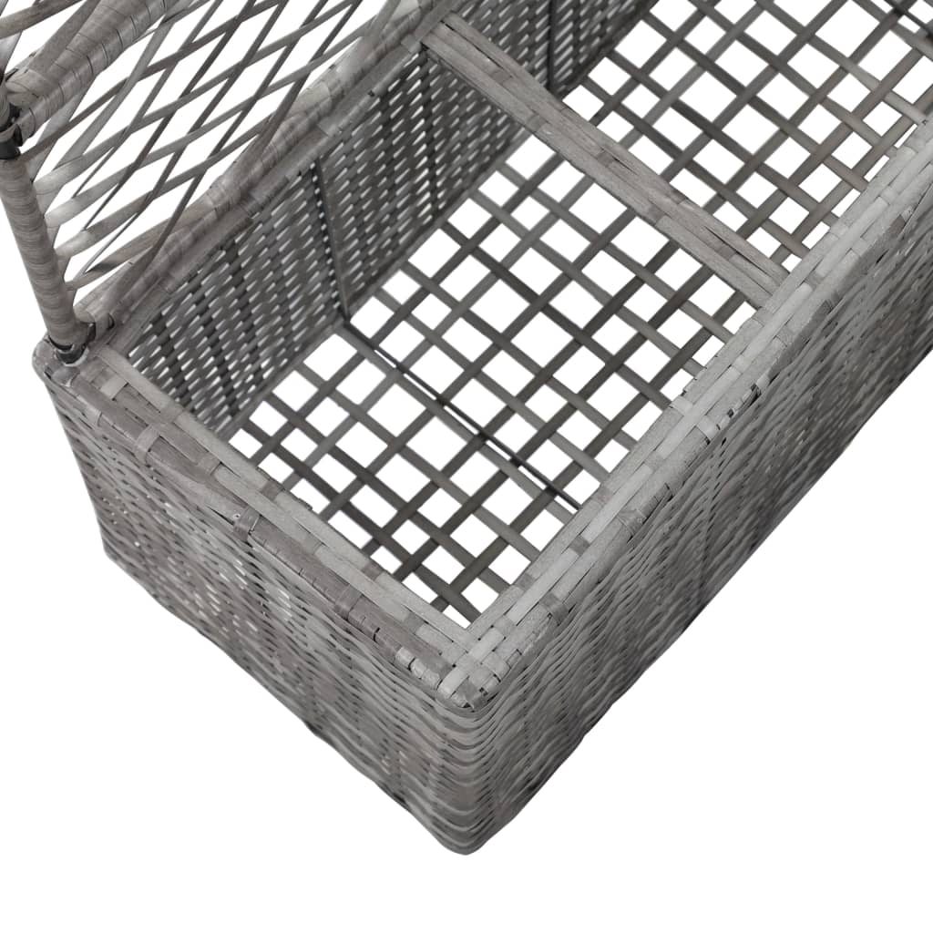 Latwerkplantenbak Verhoogd Met Potten 83X30X130 Cm Rattan Grijs