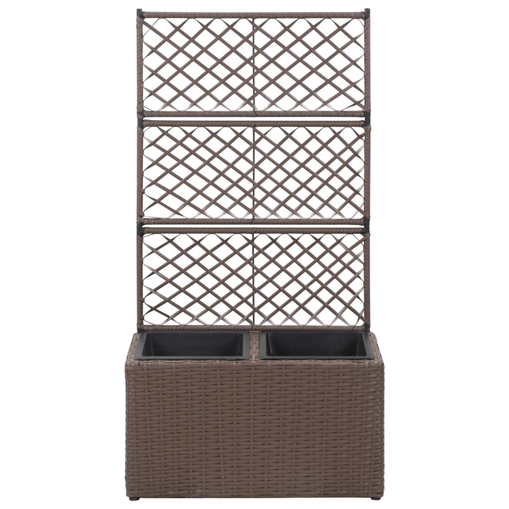 Latwerkplantenbak Verhoogd Met Potten 58X30X107 Cm Rattan Bruin