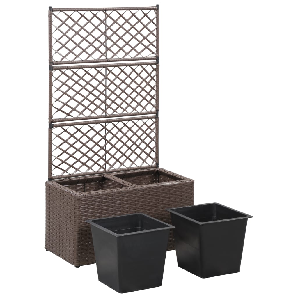 Latwerkplantenbak Verhoogd Met Potten 58X30X107 Cm Rattan Bruin