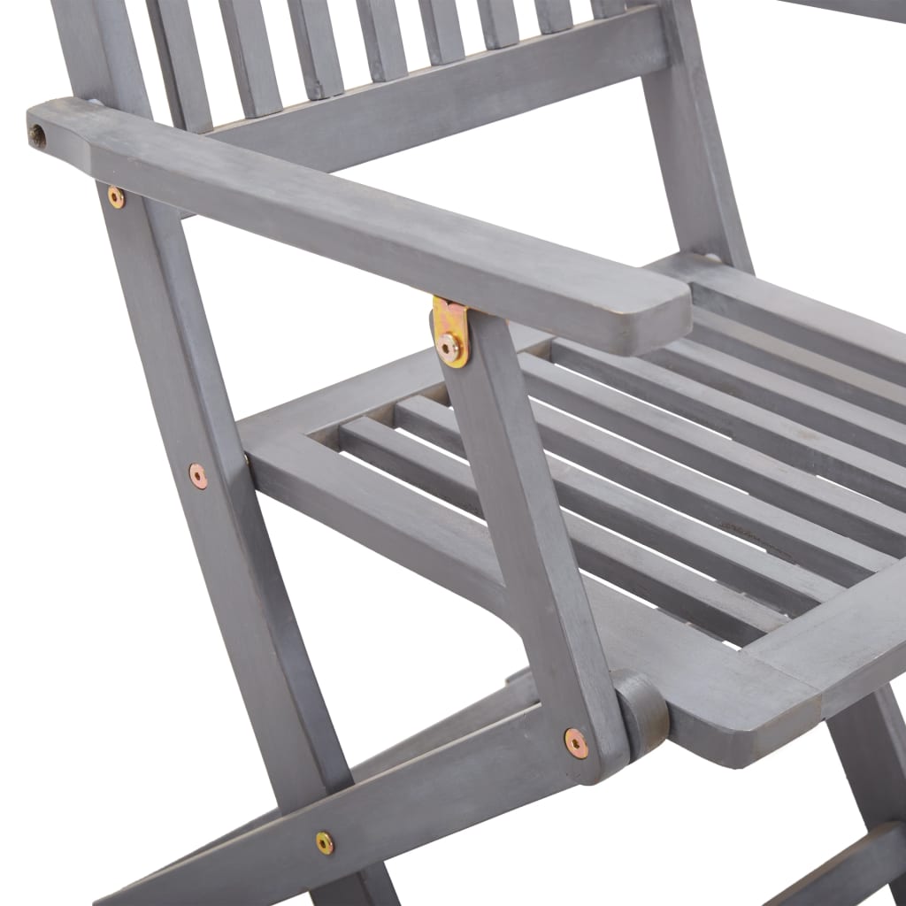 9-Delige Tuinset Massief Acaciahout Grijs