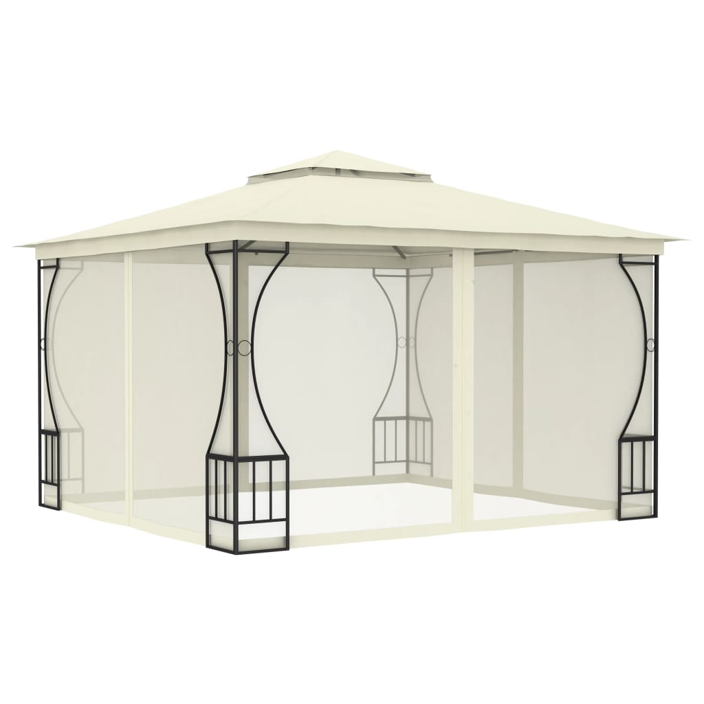 Pavillon mit Netzen 300 x 300 x 265 cm, cremefarben