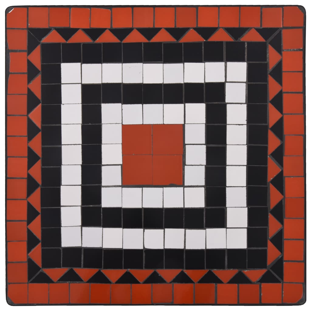 3-Delige Bistroset Mozaïek Keramische Tegel Terracotta En Wit