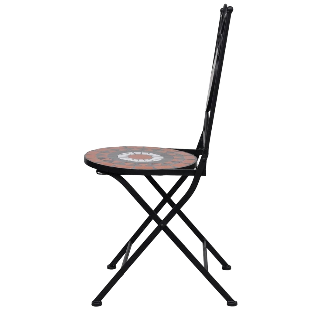 3-Delige Bistroset Mozaïek Keramische Tegel Terracotta En Wit