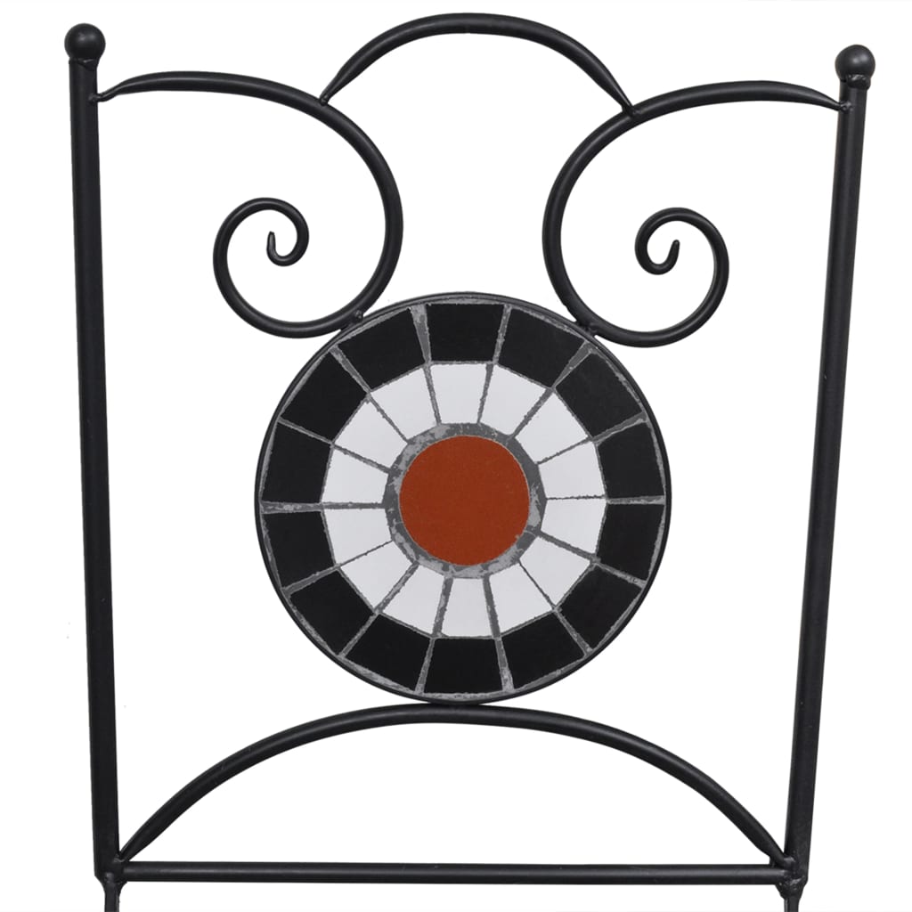 3-Delige Bistroset Mozaïek Keramische Tegel Terracotta En Wit