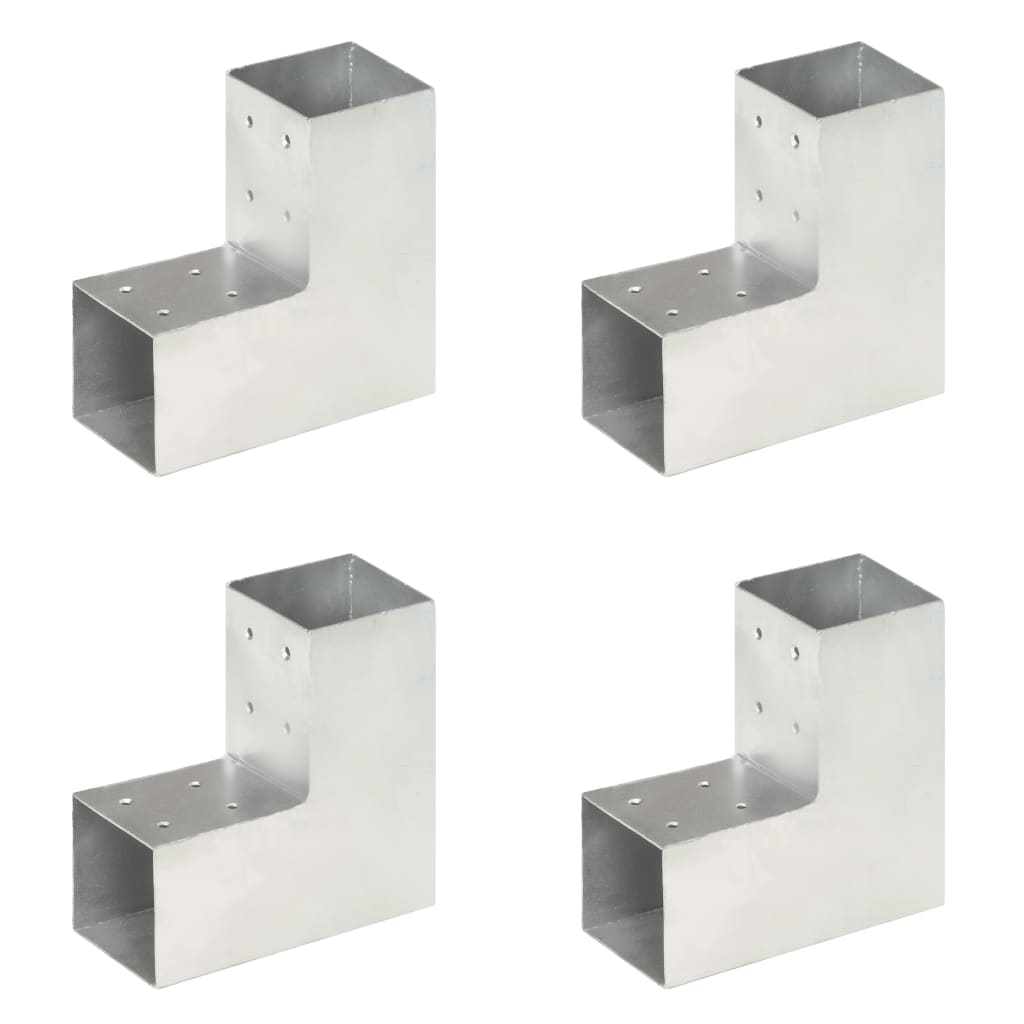 Paalverbindingen 4 St L-Vorm 81X81 Mm Gegalvaniseerd Metaal