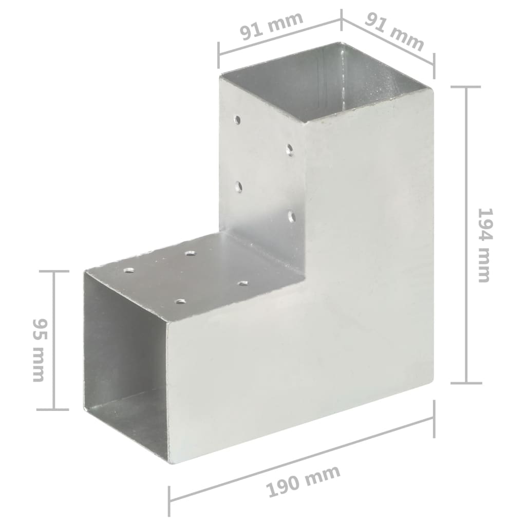 Paalverbindingen 4 St L-Vorm 91X91 Mm Gegalvaniseerd Metaal