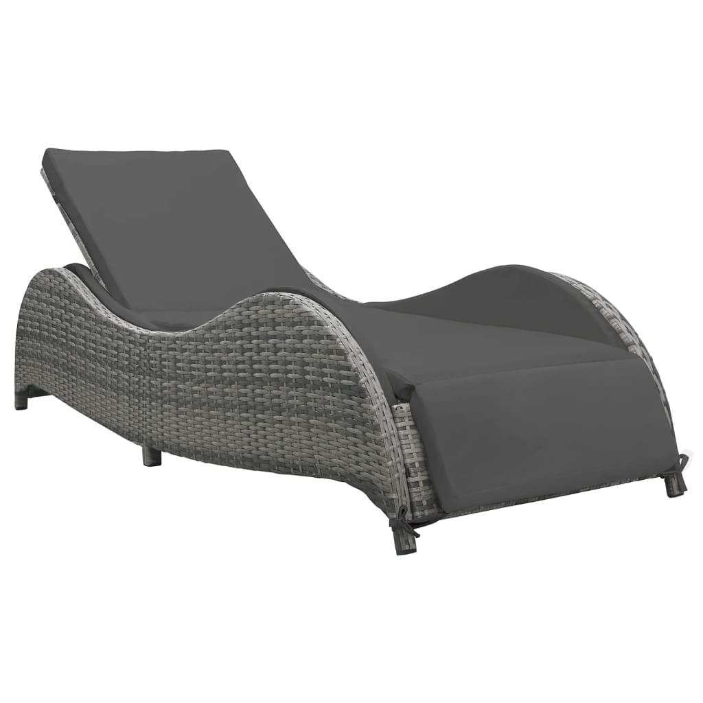 Liege mit Kissen Poly Rattan Anthrazit