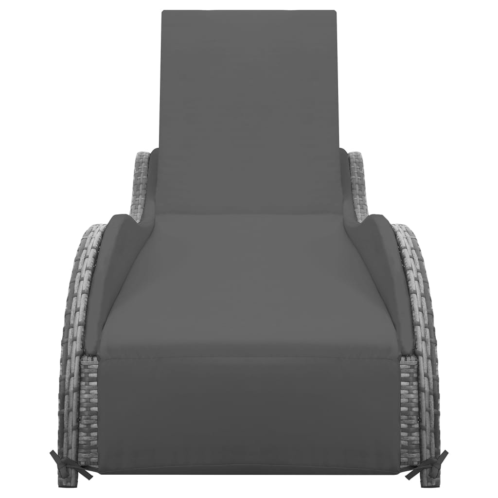 Liege mit Kissen Poly Rattan Anthrazit
