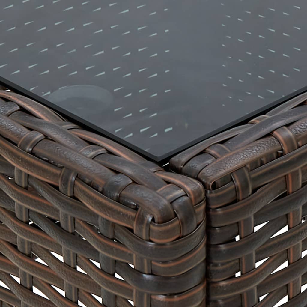 Tuintafel 75X40X37 Cm Poly Rattan Bruin