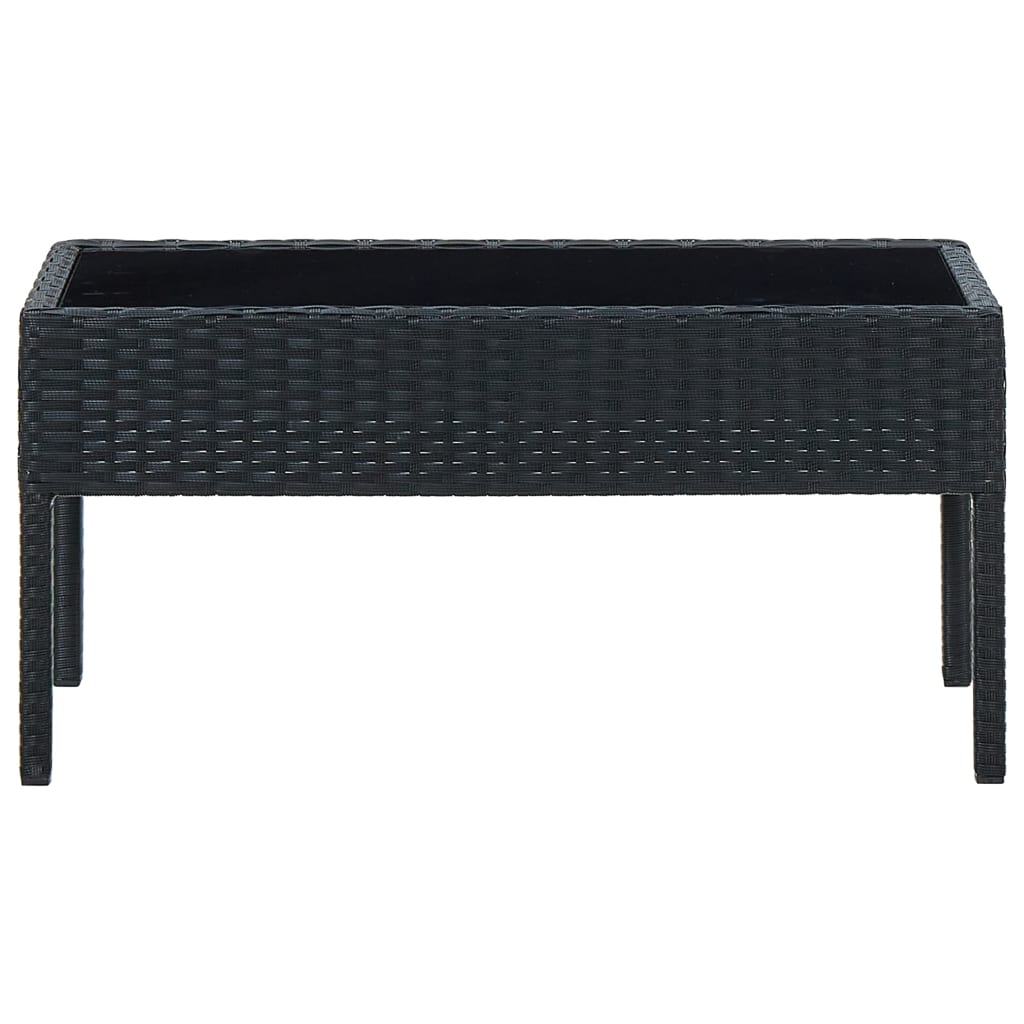 Tuintafel 75X40X37 Cm Poly Rattan Zwart