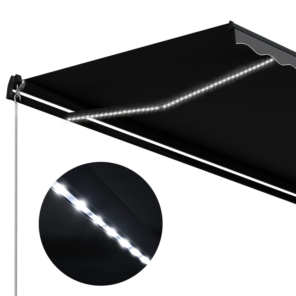 Luifel Handmatig Uittrekbaar Met Led 300X250 Cm Antraciet