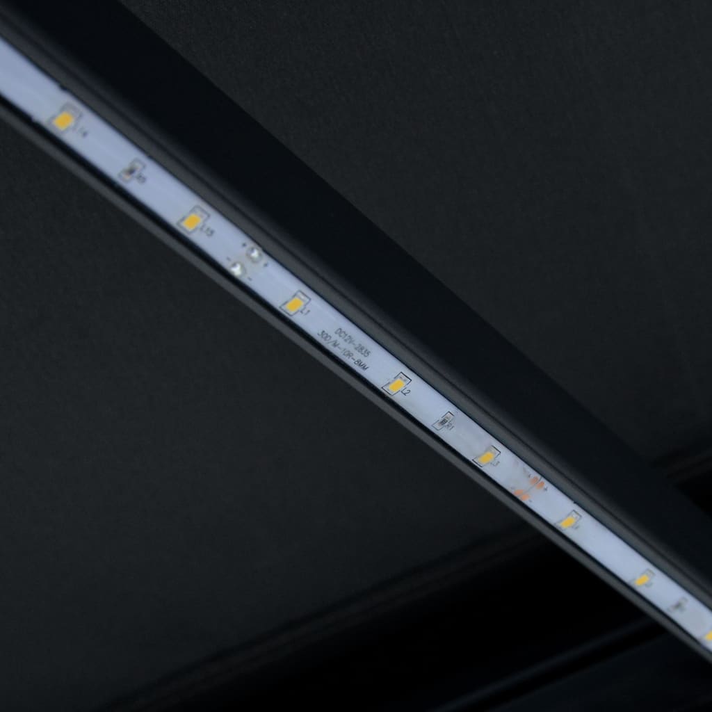 Luifel Handmatig Uittrekbaar Met Led 300X250 Cm Antraciet