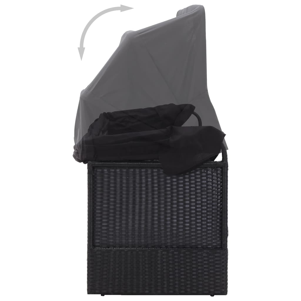 Loungebank Met Luifel Poly Rattan Zwart