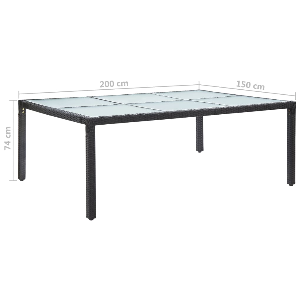 Tuintafel 200X150X74 Cm Poly Rattan Zwart