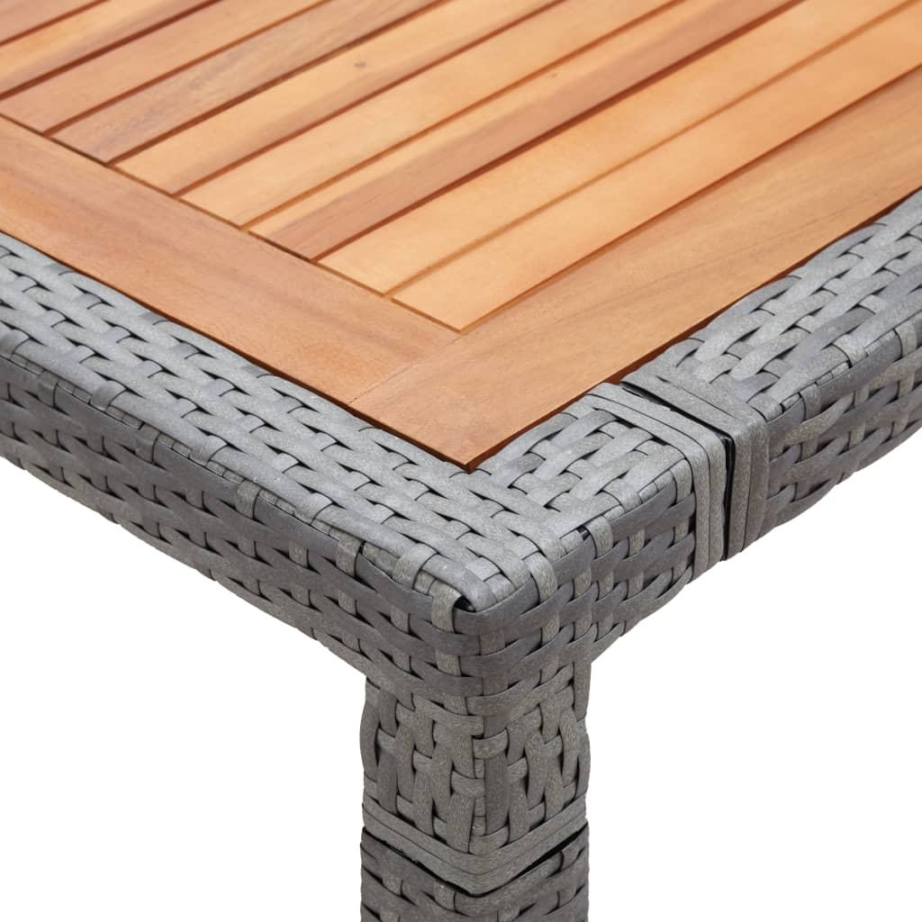 Tuintafel 200X150X74 Cm Poly Rattan En Massief Acaciahout Grijs