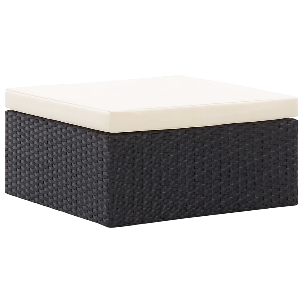 Tuinbed Met Luifel Poly Rattan Zwart
