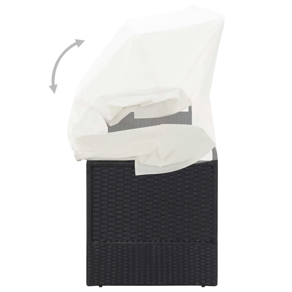 Tuinbank Met Luifel Poly Rattan Zwart