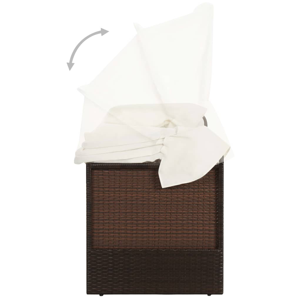 Tuinbank Met Luifel Poly Rattan Bruin