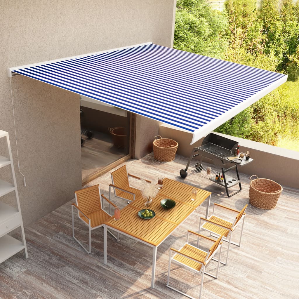 Luifel Handmatig 400X300 Cm Blauw En Wit