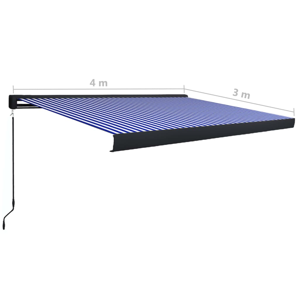 Luifel Handmatig 400X300 Cm Blauw En Wit
