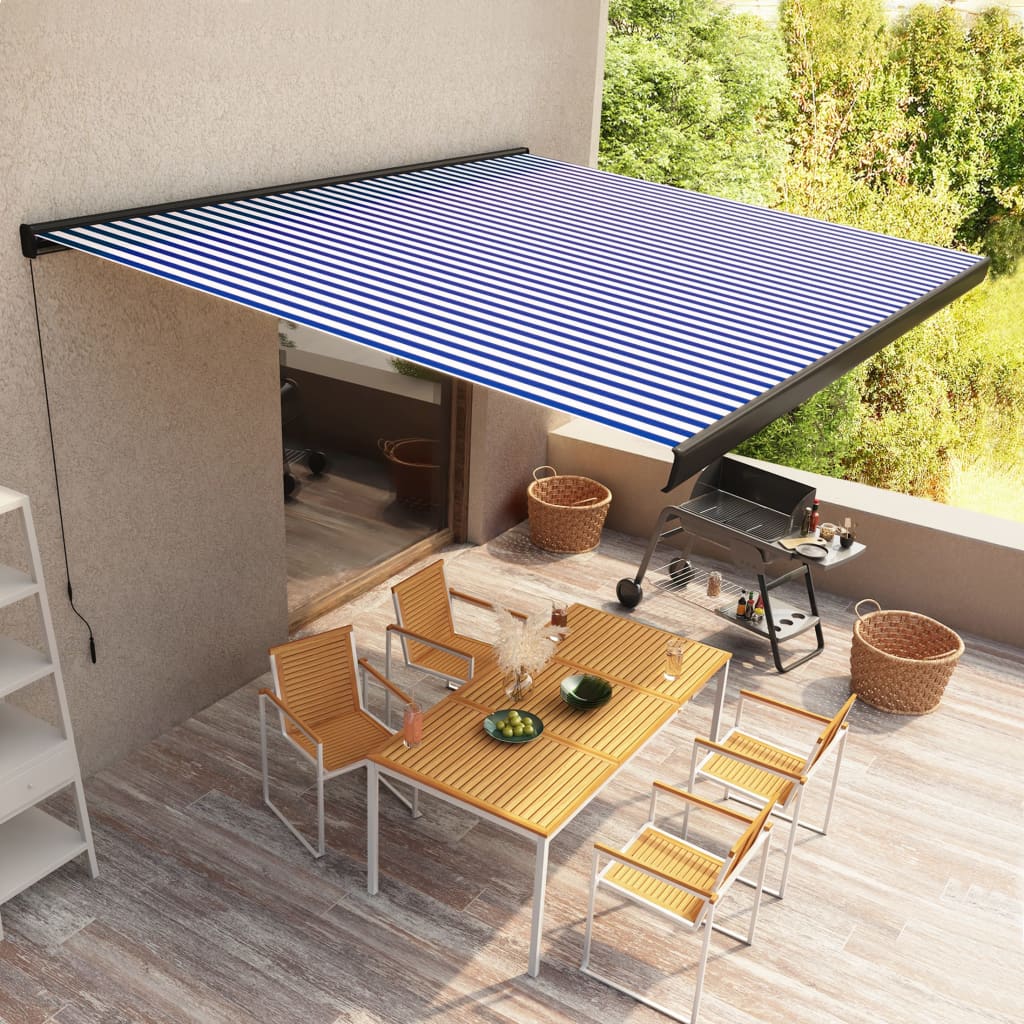 Luifel Handmatig 400X300 Cm Blauw En Wit