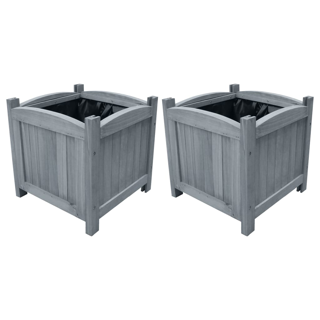 Plantenbakken Verhoogd 2 St 30X30X30 Cm Massief Vurenhout