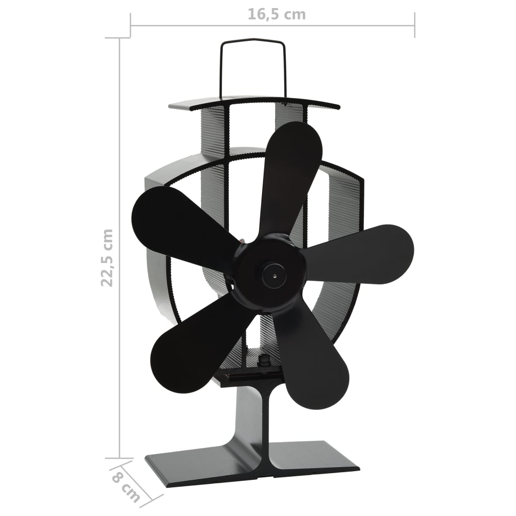 Kachelventilator Met 5 Vinnen Zwart