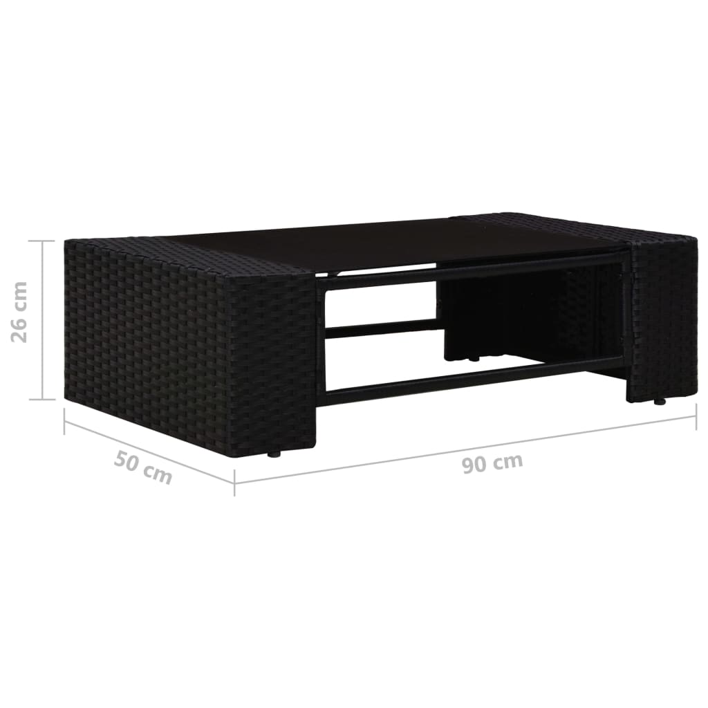 5-Delige Loungeset Poly Rattan Zwart