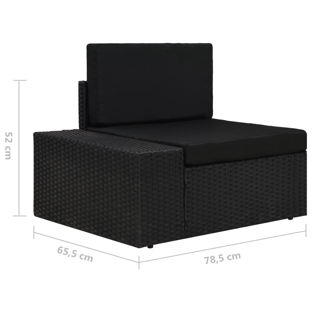 5-Delige Loungeset Poly Rattan Zwart