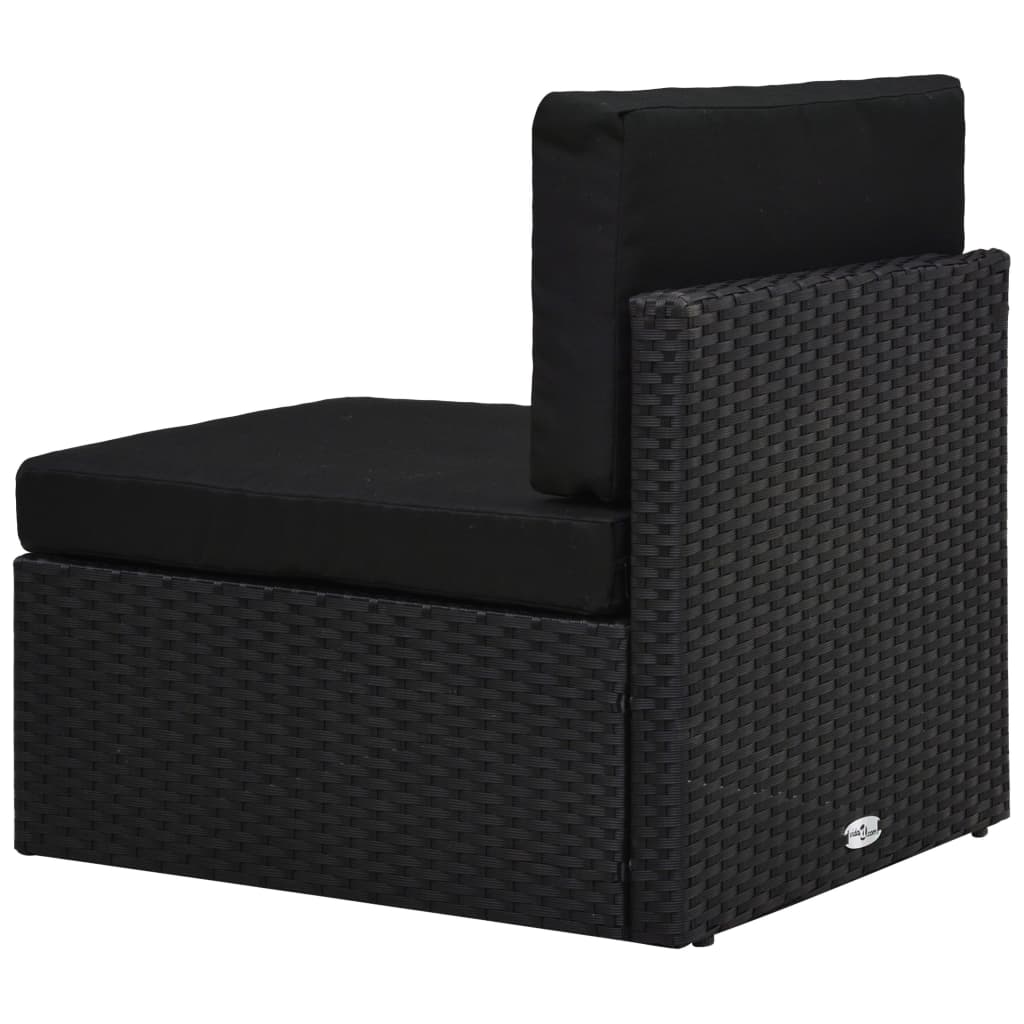 6-Delige Loungeset Poly Rattan Zwart