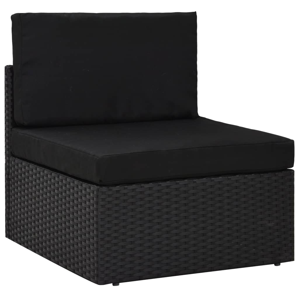 4-Delige Loungeset Poly Rattan Zwart