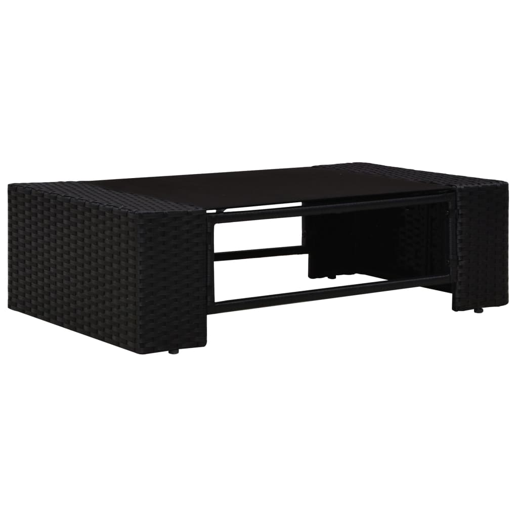 7-teiliges Lounge-Set Poly Rattan Schwarz