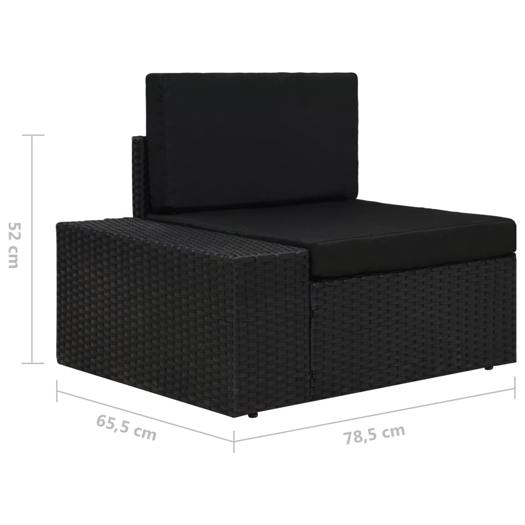 4-Delige Loungeset Poly Rattan Zwart