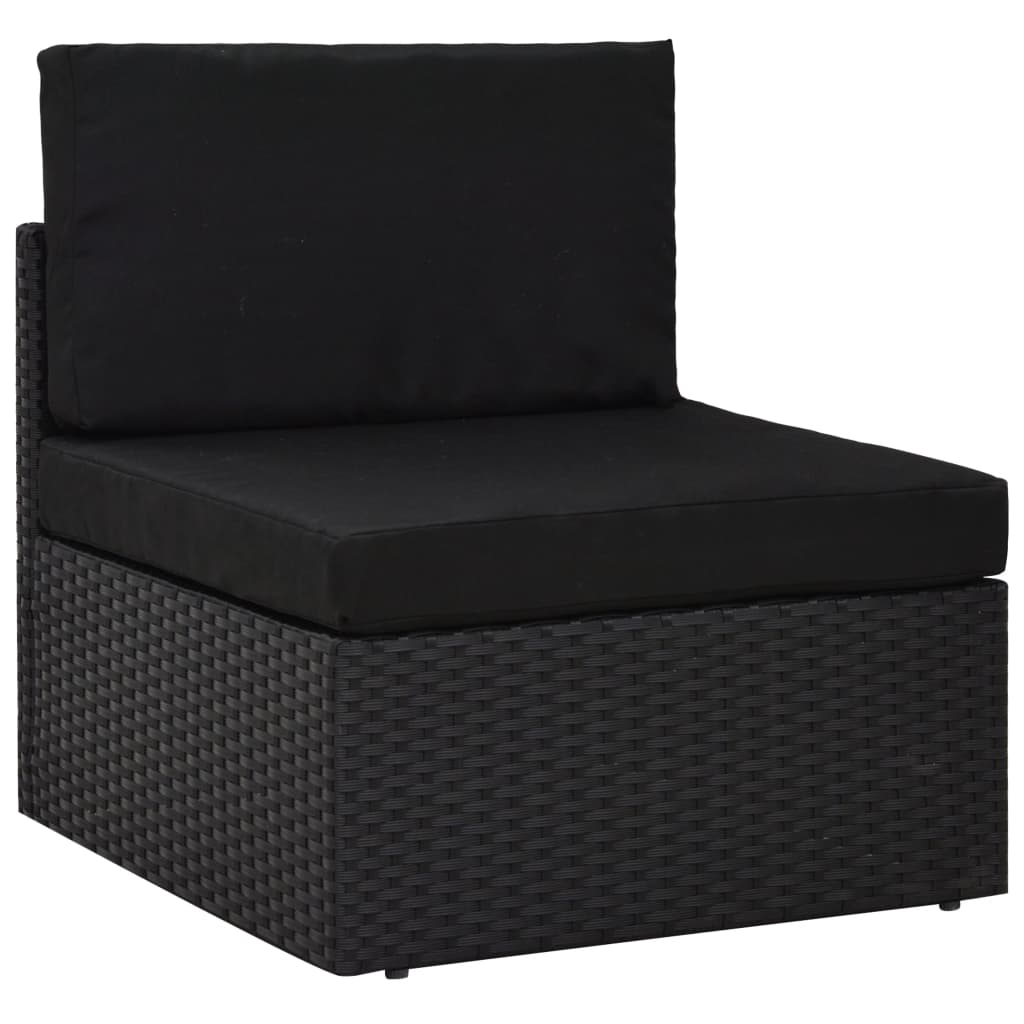 5-Delige Loungeset Poly Rattan Zwart