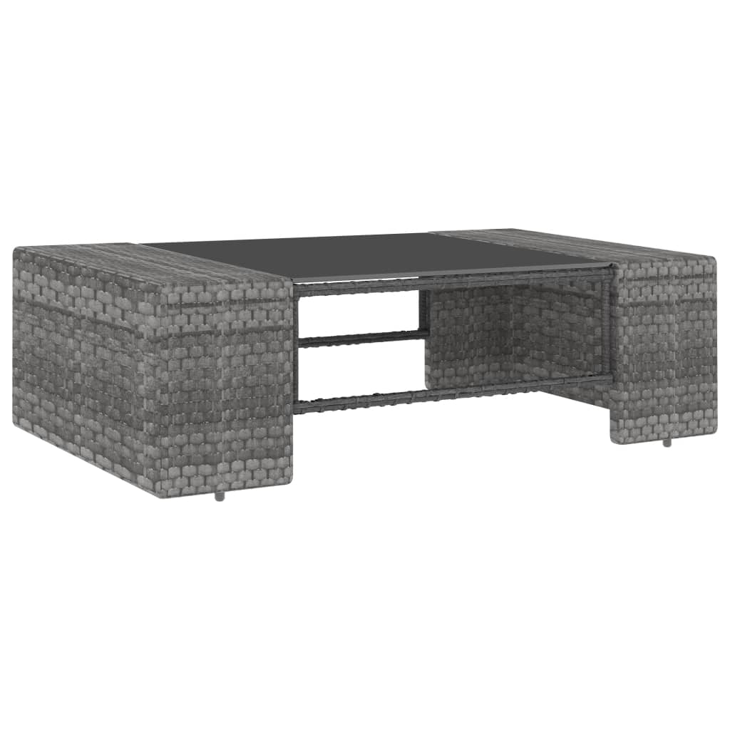 4-Delige Loungeset Poly Rattan Grijs