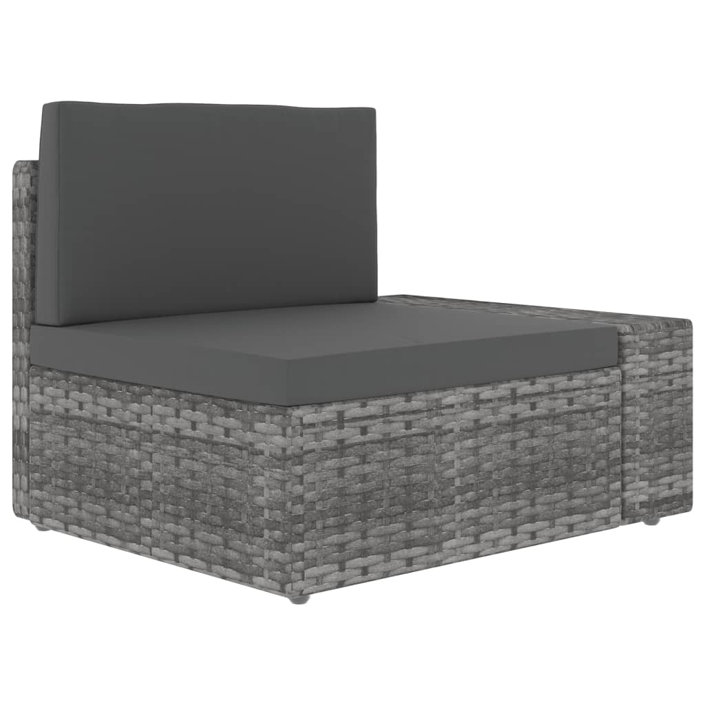 4-Delige Loungeset Poly Rattan Grijs