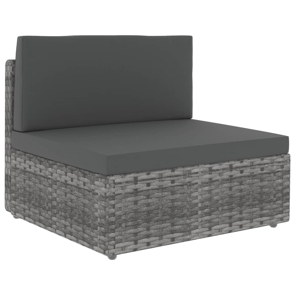 4-Delige Loungeset Poly Rattan Grijs